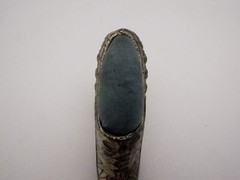 Unbranded Made in Occupied Japan Miniature Metal High Heel Shoe Pin Cushion