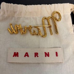 Marni Brooch Pin Logo Gold Color Unused Fashion Accessory