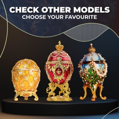 Royal Imperial Beige / Cream Faberge Egg Replica Large 6.6″ + Carriage by Vtry