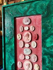 19th Century Italian Grand Tour Intaglio Collection With Painted Faux Malachite