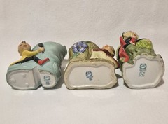 3 Vtg Acme China Norcrest Made In Japan Big Eyed PIXIE ELF Planters Whimsical
