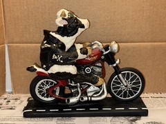VTG Enesco Harley Davidson Motorcycle Parastone Cow Bull Holsteins Statue
