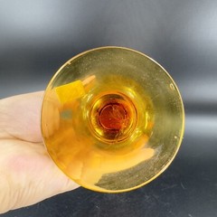 Vintage Venetian Amber Art Glass Vase With Made In Italy Sticker Footed Vase VTG
