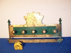 Unusual Heavy Handmade Brass & Steel Dutch Style Coat Kitchen Tack Wall Rack 23″