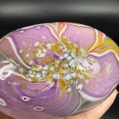 1985 Glasshouse Studios Signed Hand Blown Art Glass Oil Lamp Vase Paperweight