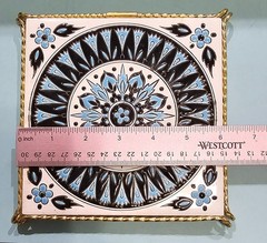 Vintage Decorative Art Tile Trivet Made in Greece By Philkeram Johnson 6″ X 6″