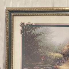 Home Interiors Picture Courtyard Picture Brass Frame Matted 27″x23 NVP