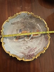 A Broossillon C et J Limoges 13” Plate 4 Ducks Hand Painted Victorian Edwardian