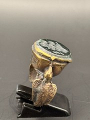 Ancient Roman Intaglio Ring Bronze Engraved Intaglio Ancient Green Jade Ring