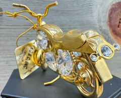 KG & C GOLD-PLATED MOTORCYCLE “CLEAR SWAROVSKI CRYSTAL” ORNAMENT/FIGURINE-W/TAG