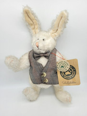 Boyds Bears Plush Rabbit White Black Gray Vest GG. Willikers Jointed