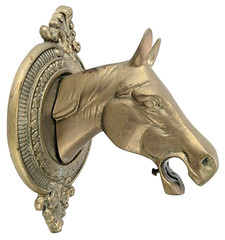 Rare Y2K Vtg Antique Brass Horse Head Rod Rack Equine Equestrian Animal Metal