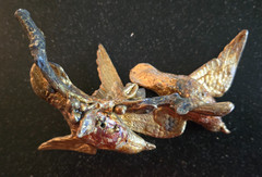 Vintage Gilt Painted Cast Metal Birds, Decorative Elements
