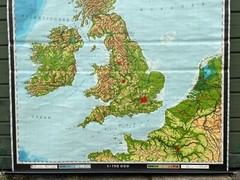 Vintage UNITED KINGDOM geographical school map chart UK GREAT BRITAIN geography