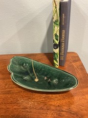 Vintage Brush Pottery Green Leaf Catch-All Dish Mid-Century Ceramic Made in USA