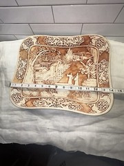 Vintage Resin Dynasty Relief Carved Tray Decor 1982 Arnart Imports
