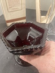 Avon 1876 Cape Cod Collection RUBY RED PEDESTAL Hurricane Lamp ORIGINAL BOX Pz
