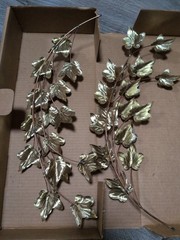 Vintage Home Interiors Pothos Vine Plagues – Metal Brass Copper Ivy – Set Of 2