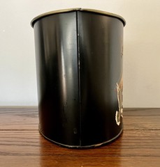 Vtg Toleware Handpainted Black Metal Mail Can Lighthose, Ship, Gulls, Sea