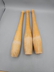 Antique Juggling Pins Wood Exercise Clubs Sportscraft Indian Club VTG Lot Of 3