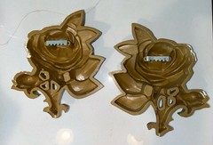 Vintage Hollywood Regency Rose Plaques Homco Plastic 1970s Set of 2