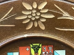 Small Decorative Wooden Dish Wall Plaque from Switzerland