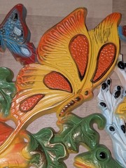 VTG Homco & Universal Statuary 3-D Wall Art Decor Mushroom Frog Butterfly MCM
