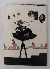 VINTAGE RELIANCE BLACK/GOLD FOIL SILHOUETTE GLASS PICTURE Unframed 1e