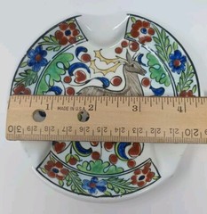 Vintage Ikaros Icaros Greek Pottery Ashtray Trinket Dish Stag Deer Greece 4.5″