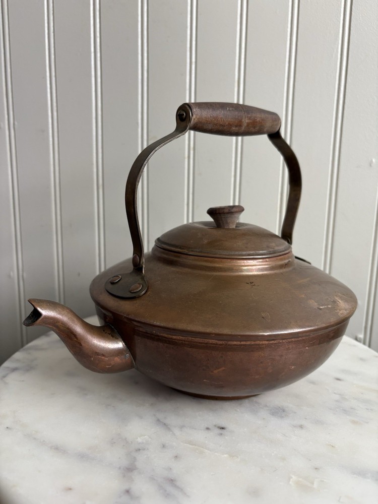 Vintage Copper Tea Kettle Cottagecore VTG Coastal Grandma Farmhouse Traditional
