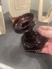 Avon 1876 Cape Cod Collection RUBY RED PEDESTAL Hurricane Lamp ORIGINAL BOX Pz
