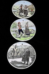 Vintage Ceramic Wall Art Plates Norske Bunader Stavangerflint Norway