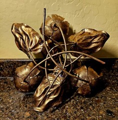 Vintage Hollywood Regency gold leaf gilt table art metal statue