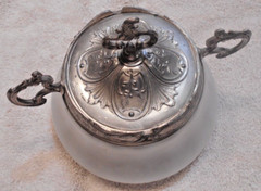Art Nouveau Satin Glass Biscuit Barrell with Lid