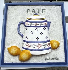 VTG French Kitchen Wall Plaques 3D Relief French Pottery IV Quimper Style Decor