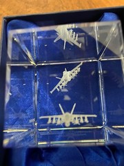 Personalized 3D Crystal Super Hornet Jet Plane New In Cushioned Box