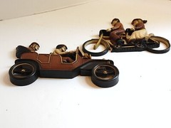 Vintage HOMCO #7357 #7359 Plastic Wall Hanging Plaques Car Bike 1975 Old 1920