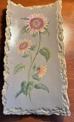 Heavy Hard Plastic Molded Wall Hanging Decor Sunflowers 12.5″x6.5″