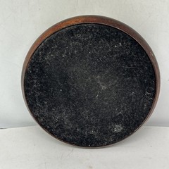 Faux Wood Riser Display Stand 5” Round Metal Painted Mahogany Finish Vase Jar