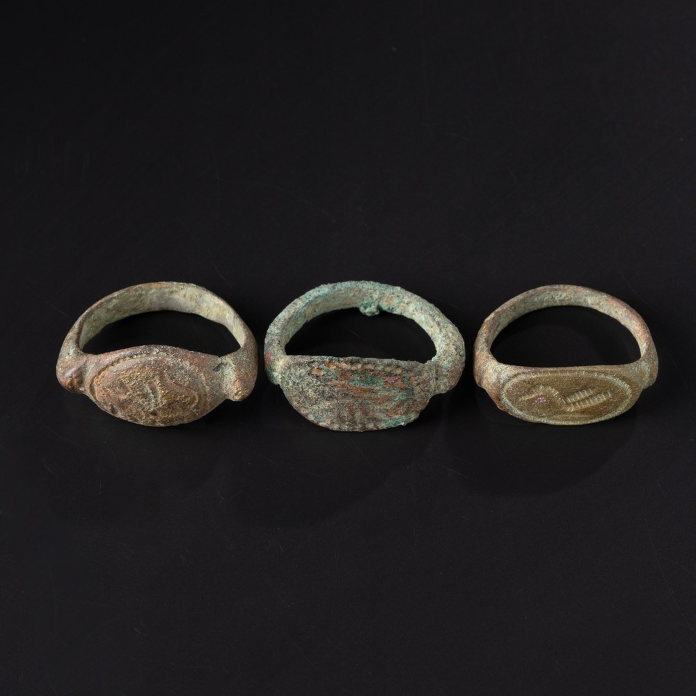 Near Eastern Ancient Bronze Rings (3 pcs) – Size 9–10