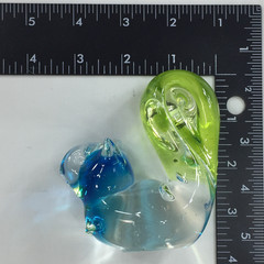 Vintage Hand Blown Art Glass Squirrel Figurine Blue Clear Green 3 1/2″ Tall