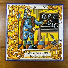 Spanish Ceramic Tile Aqui Vive Un Profesor Square