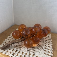Vintage MCM Amber Orange Lucite Grape Cluster Large Driftwood Stem