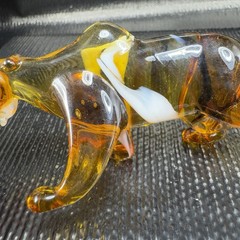 Venetian Art Glass Hand Blown Tiger Cat Hand Made Italian Glass Figurine Figure