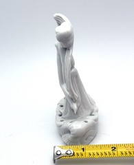 Antique Porcelain Nude Lady Hat Pin Holder Germany Art Deco Figurine 4.25”