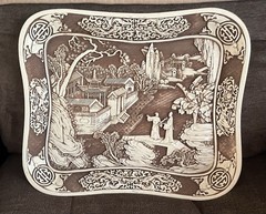 Vintage Resin Dynasty Relief Carved Tray Decor Arnart Imports 1982 11″x13