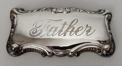 Vintage Engraved FATHER Metal Casket Coffin Marker Grave Memorial Plaque