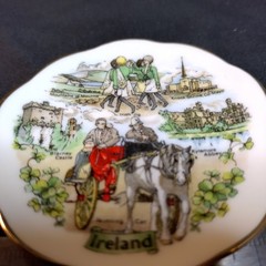 Vintage Ireland Souvenir Trinket Dish Fine Bone China Small Decorative Plate Rim