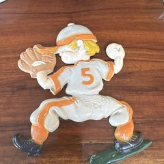 Vintage Sexton 1970s Cast Aluminum Wall Mount Ball Player