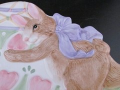 Easter Fitz & Floyd Ceramic Dish Bunny Rabbit Hearts Spring Easter Egg